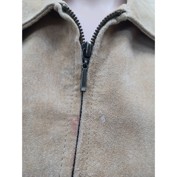 Vtg Terry Lewis Classic Luxuries Beige 100% Leather Zip Jacket L - Picture 3 of 12